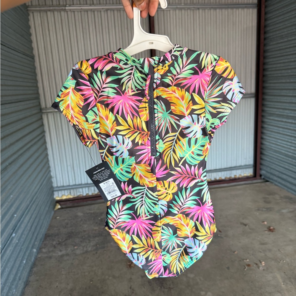 Tropical Leaf Print Swimsuit